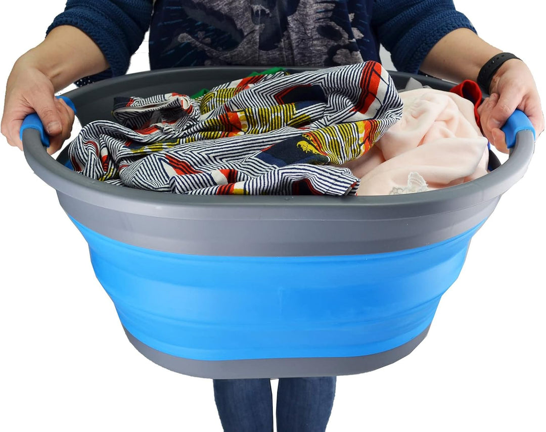 SAMMART Zusammenklappbarer Wäschekorb aus Kunststoff, 32 l, faltbarer Pop-Up-Aufbewahrungsbehälter/O