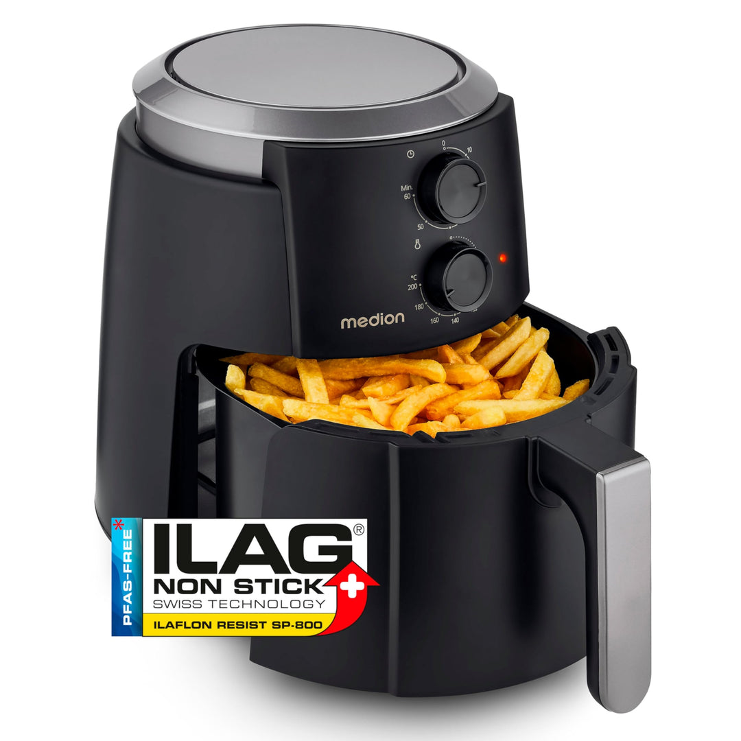 MEDION P30 L Heissluftfritteuse (4,7 Liter, Airfryer, 1500 Watt, einfache Bedienung, ölfreies Fritti