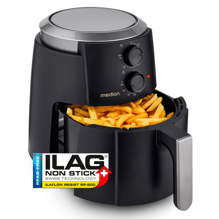 MEDION P30 L Heissluftfritteuse (4,7 Liter, Airfryer, 1500 Watt, einfache Bedienung, ölfreies Fritti