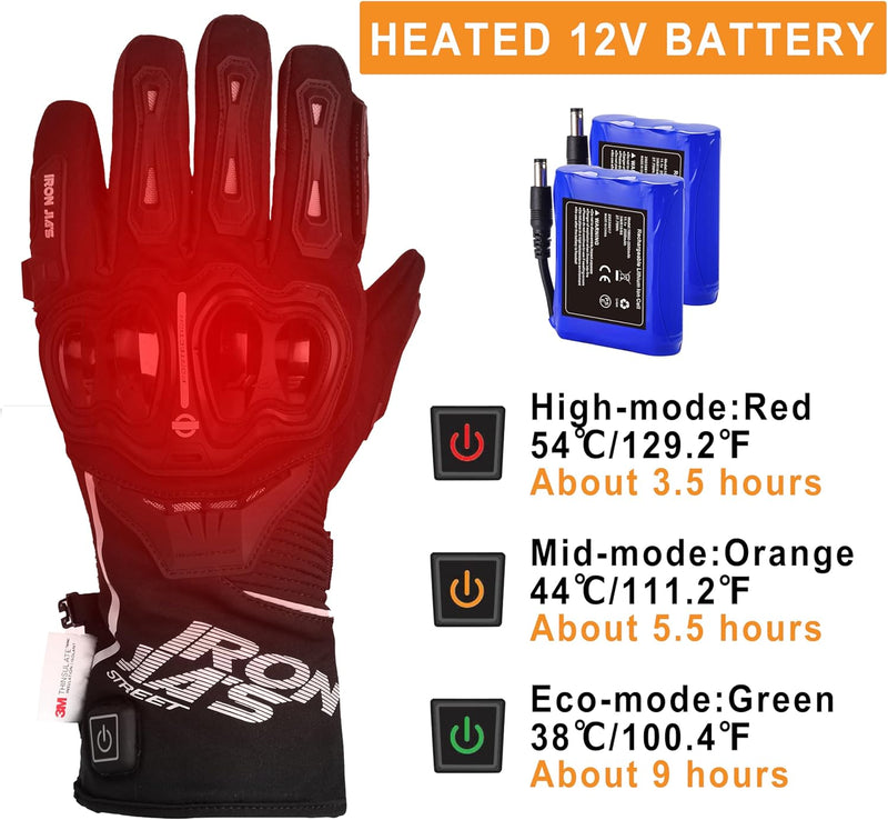 BORLENI Beheizbare Motorradhandschuhe Wiederaufladbare 2200 mAh 12V Handschuhe Motorrad Beheizt Warm