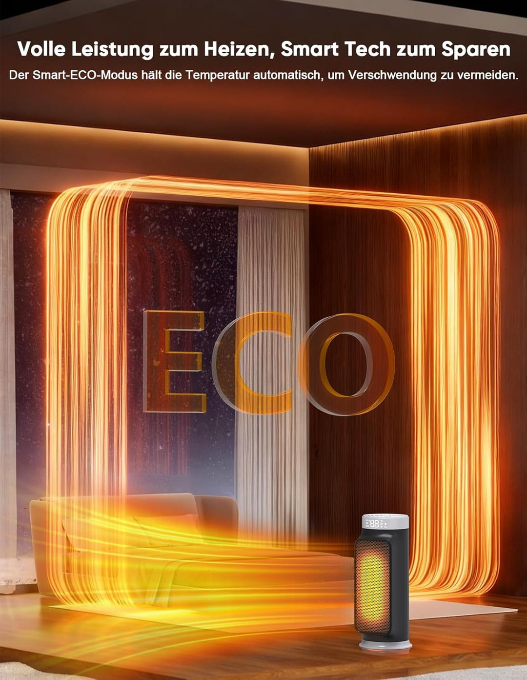 1800W PTC Heizlüfter mit Fernbedienung, Tragbarer Heizstrahler Elektroheizer für Innenräume, Keramik