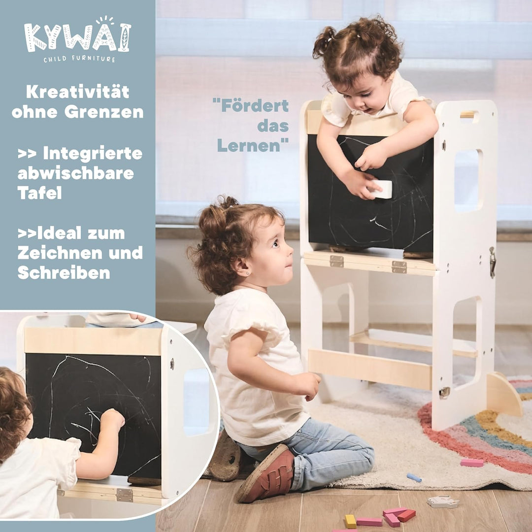 Lernturm ab 1 Jahr – Lernturm Klappbar 3 in 1 mit Tafel – Learning Tower für Kinder – Faltbar mit Si