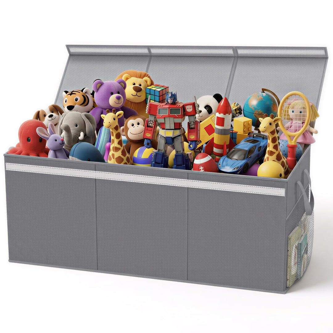 Lewondr Extra grosser Aufbewahrungsbox mit Deckel Kinder, 160L Faltbarer Aufbewahrungskorb Spielzeug