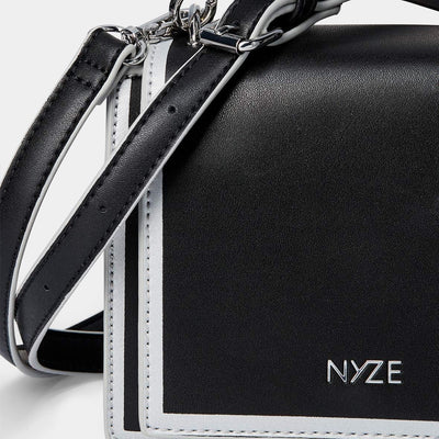 NYZE Damen Tote - 100% Vegane Schultertasche Black / Silver, Black / Silver
