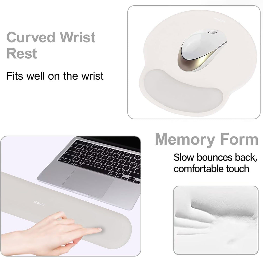 MOSISO Handgelenkstütze für Mauspad&Tastatur Set, Ergonomisch Kreisförmig Mauspad&Untersetzer Rutsch