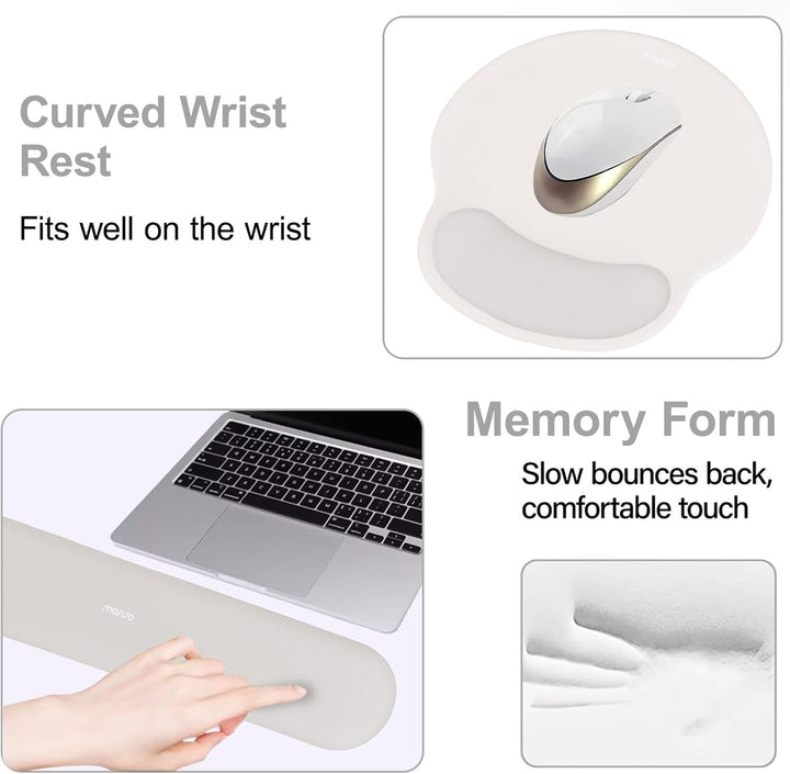 MOSISO Handgelenkstütze für Mauspad&Tastatur Set, Ergonomisch Kreisförmig Mauspad&Untersetzer Rutsch