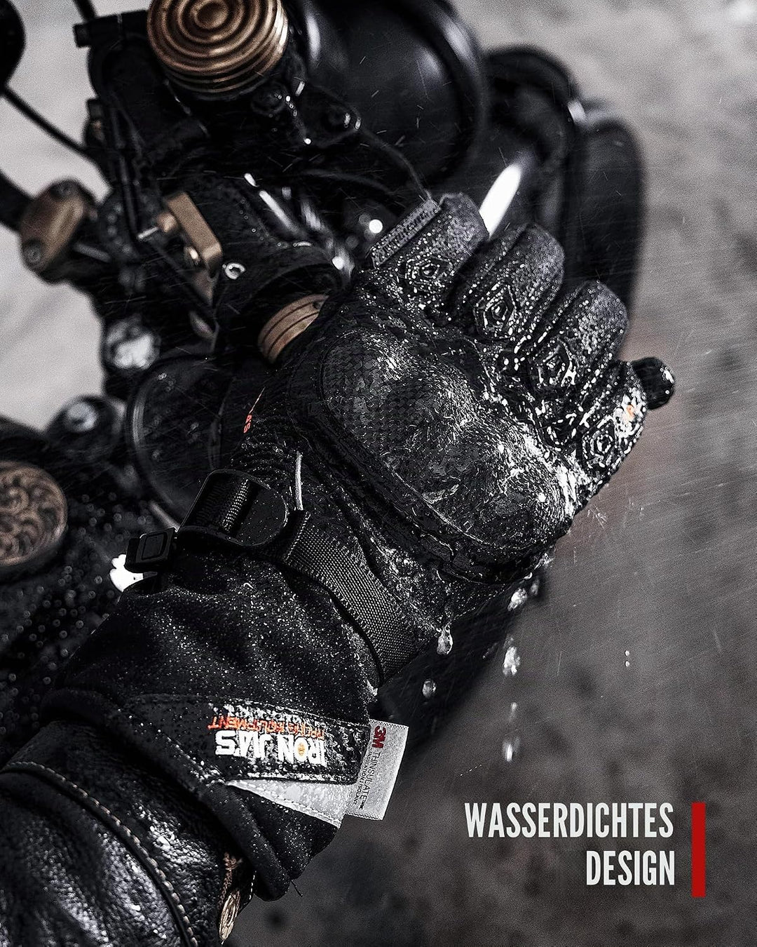 BORLENI Winter Motorradhandschuhe Herren, Motorrad Handschuhe Herr Warm Winterhandschuhe Wasserdicht