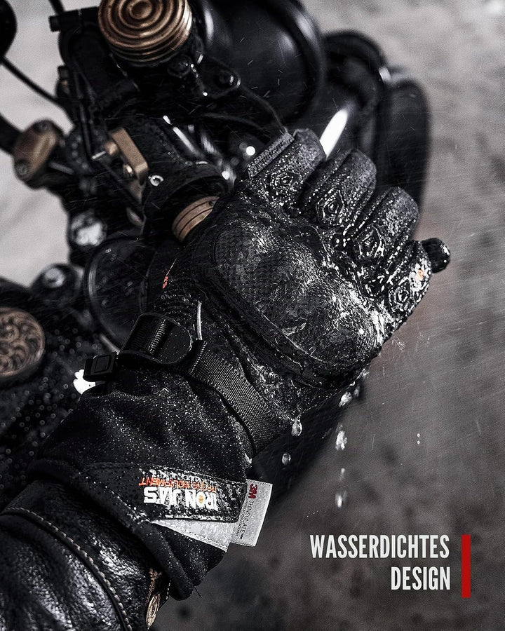BORLENI Winter Motorradhandschuhe Herren, Motorrad Handschuhe Herr Warm Winterhandschuhe Wasserdicht