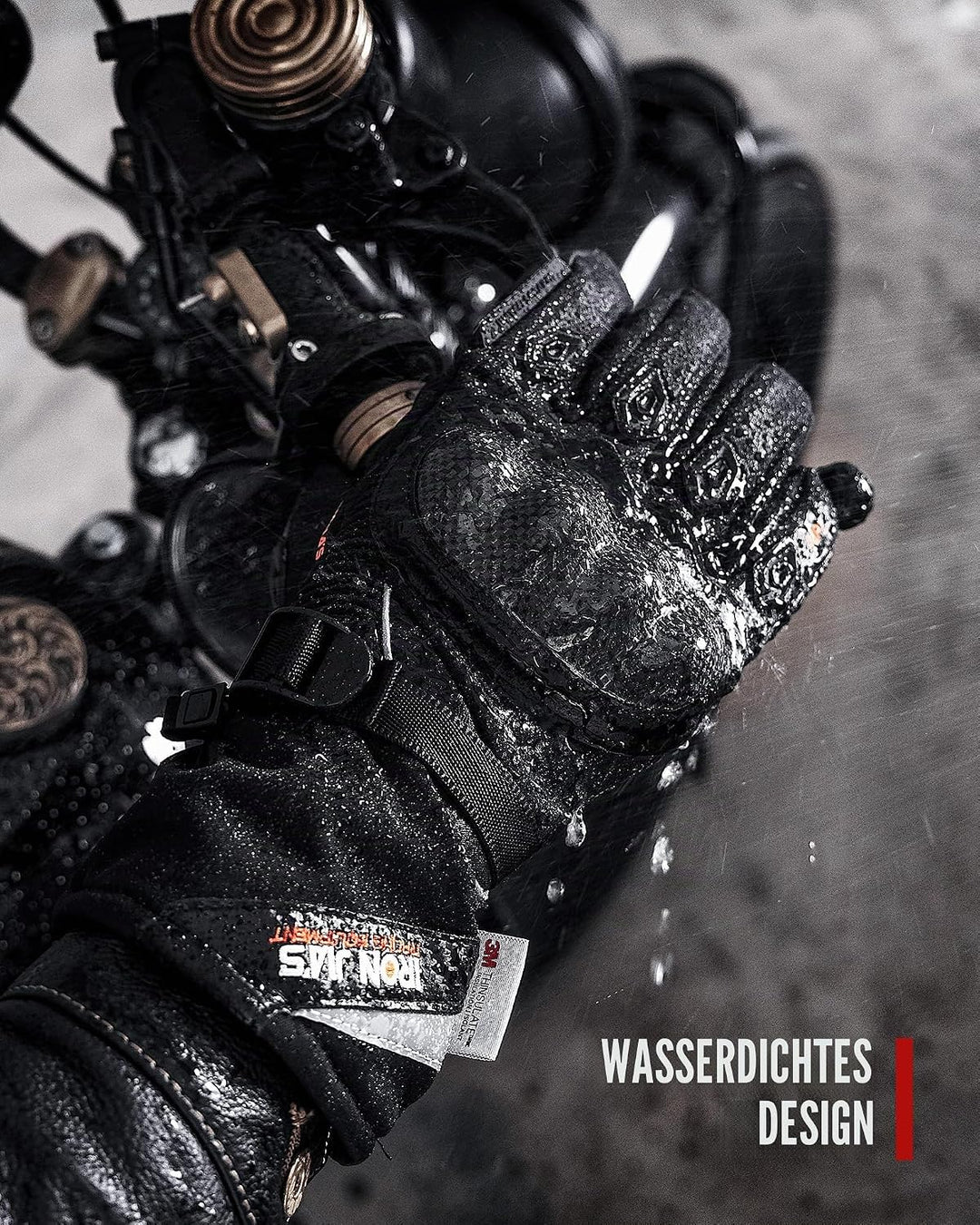 BORLENI Winter Motorradhandschuhe Herren, Motorrad Handschuhe Herr Warm Winterhandschuhe Wasserdicht