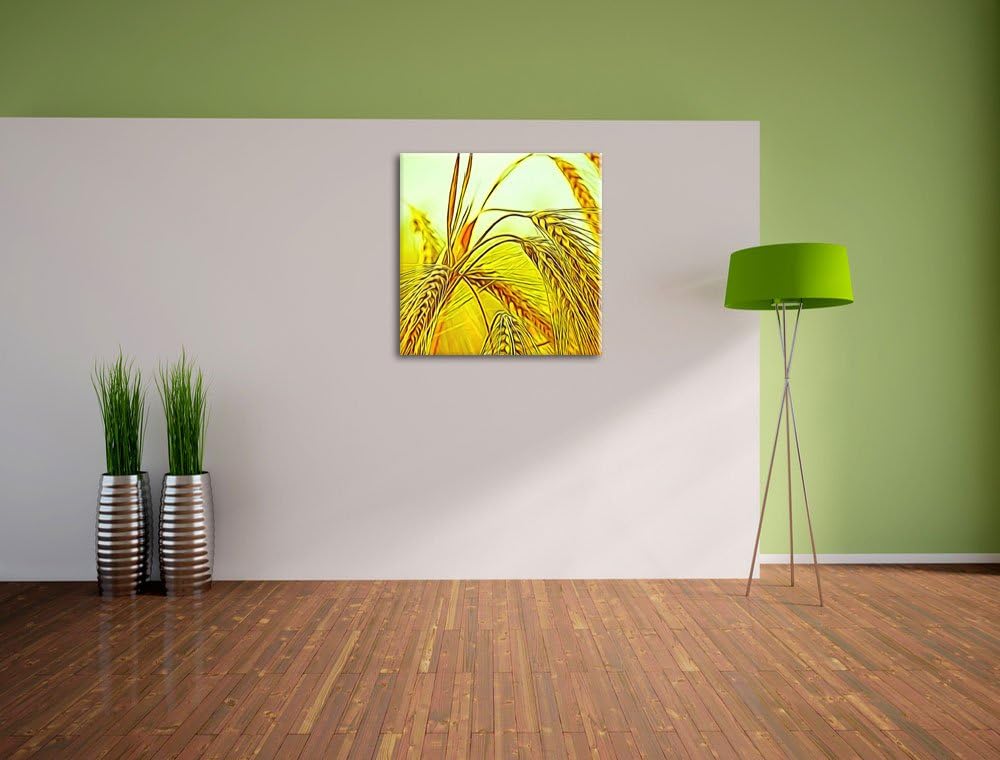 Pixxprint Weizenfeld, Format: 70x70 auf Leinwand, XXL riesige Bilder fertig gerahmt mit Keilrahmen,