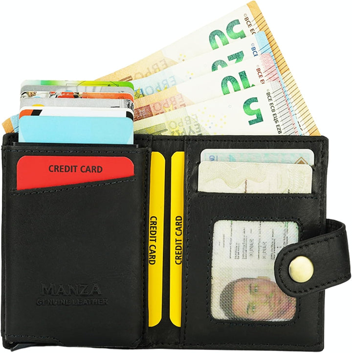 Slim Wallet Geldbeutel mit Münzfach und RFID-Schutz Rindleder Börse für Herren Mini Geldbörse NEU (S