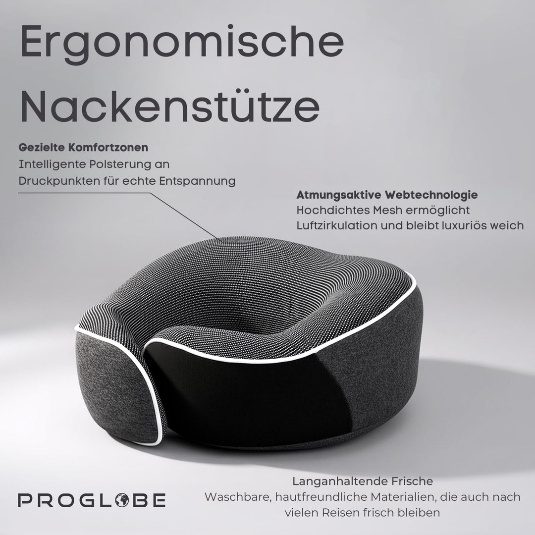 Proglobe Nackenkissen Flugzeug, Reisekissen 100% Memory Foam, Orthopädisches Nackenhörnchen, Für Rei