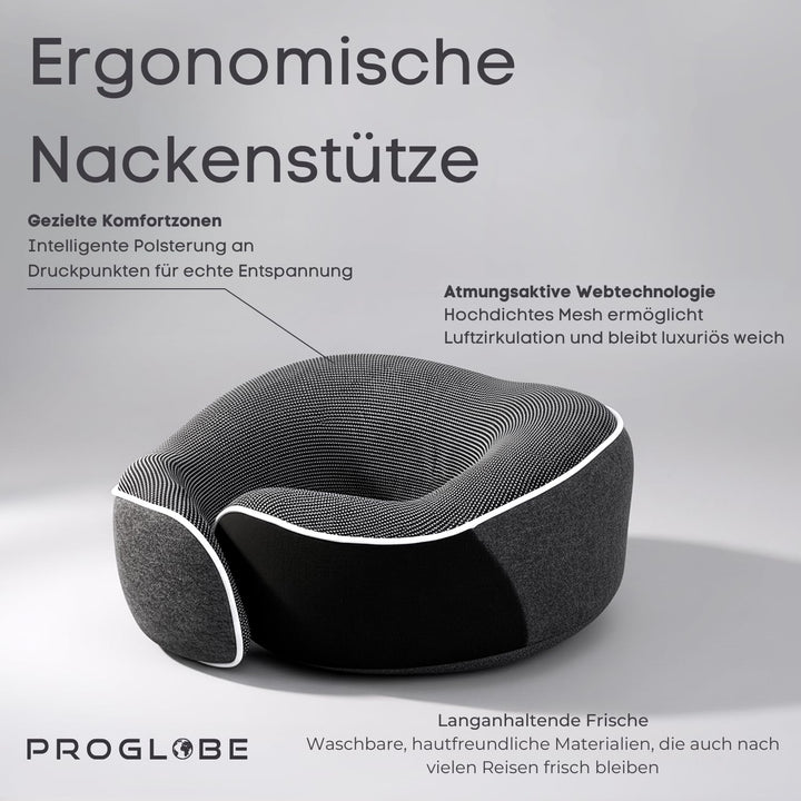 Proglobe Nackenkissen Flugzeug, Reisekissen 100% Memory Foam, Orthopädisches Nackenhörnchen, Für Rei