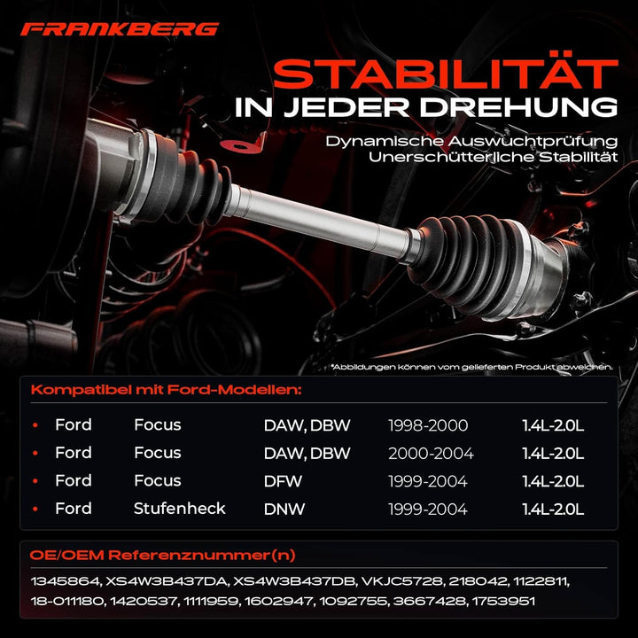 Frankberg Antriebswelle Vorne Links Kompatibel mit Focus DAW DBW 1998-2004 Focus Stufenheck DFW 1999