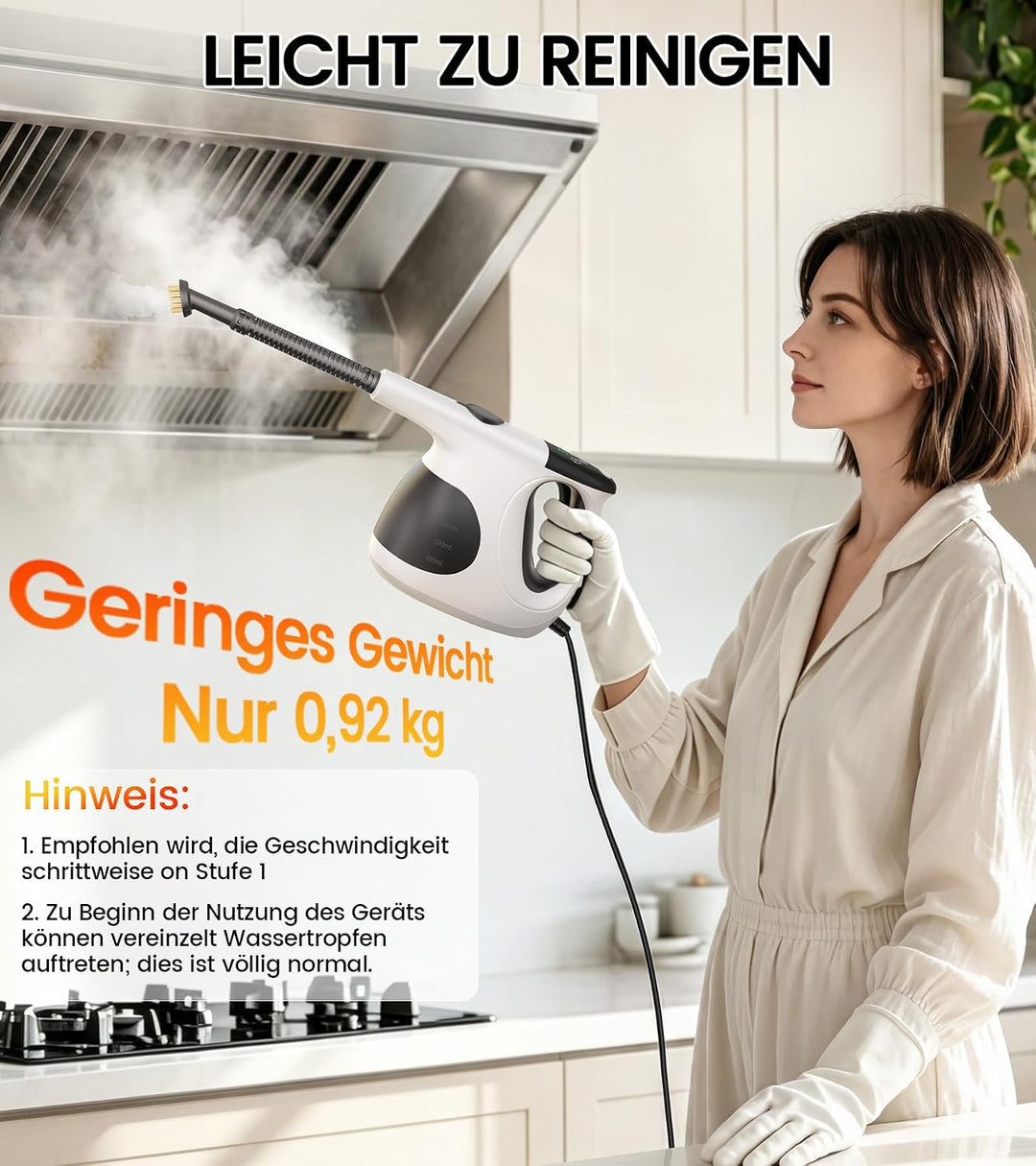 JBER Dampfreiniger Handgerät 1200W für Heim, 3 Sek.Aufheizzeit, 400ML Tank | Vielseitiger Dampfreini