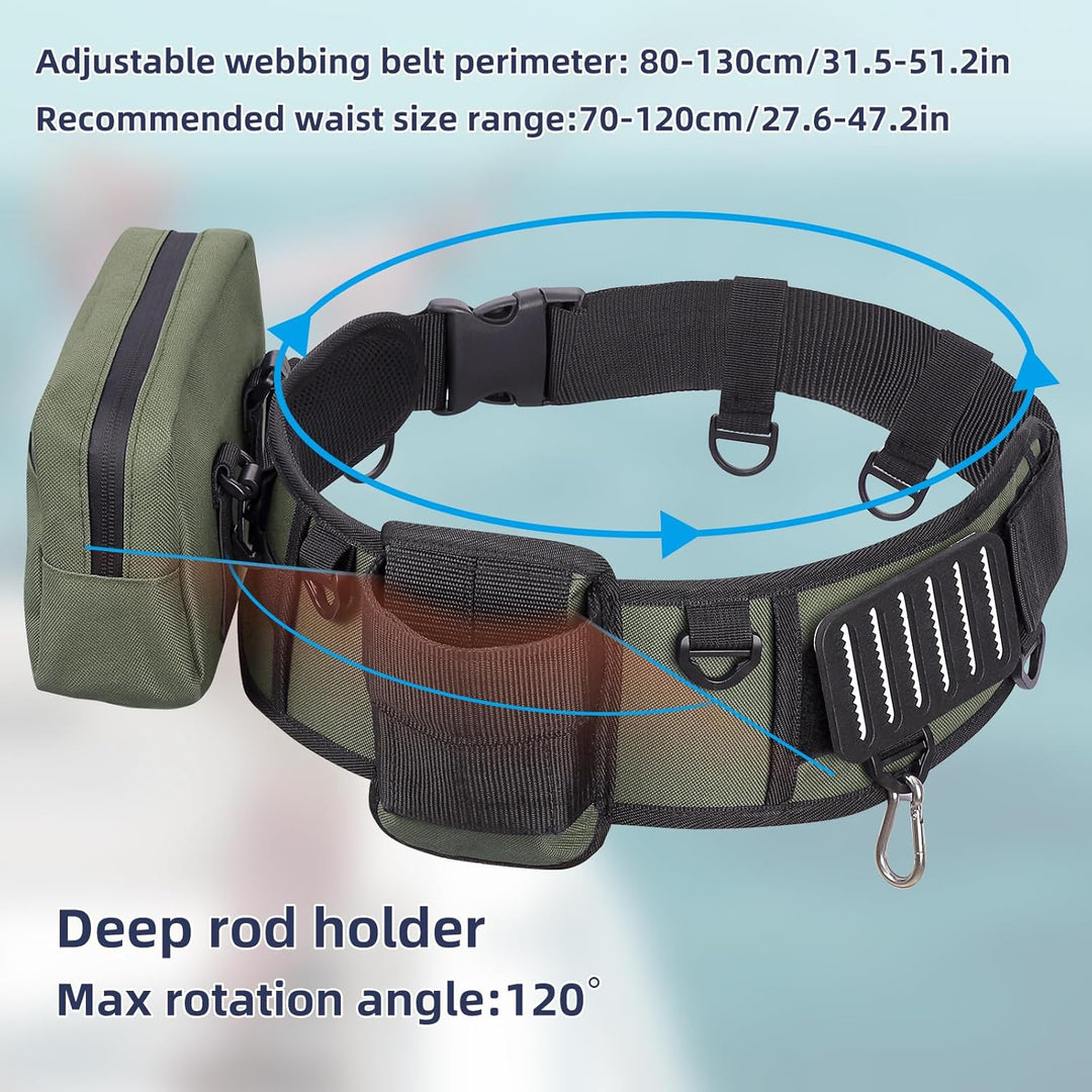 PELLOR Angeln Kampfgurt, 360° Verstellbarer Rutenhalter mit Eva-Polsterung, Einfacher Rutenhalter, A