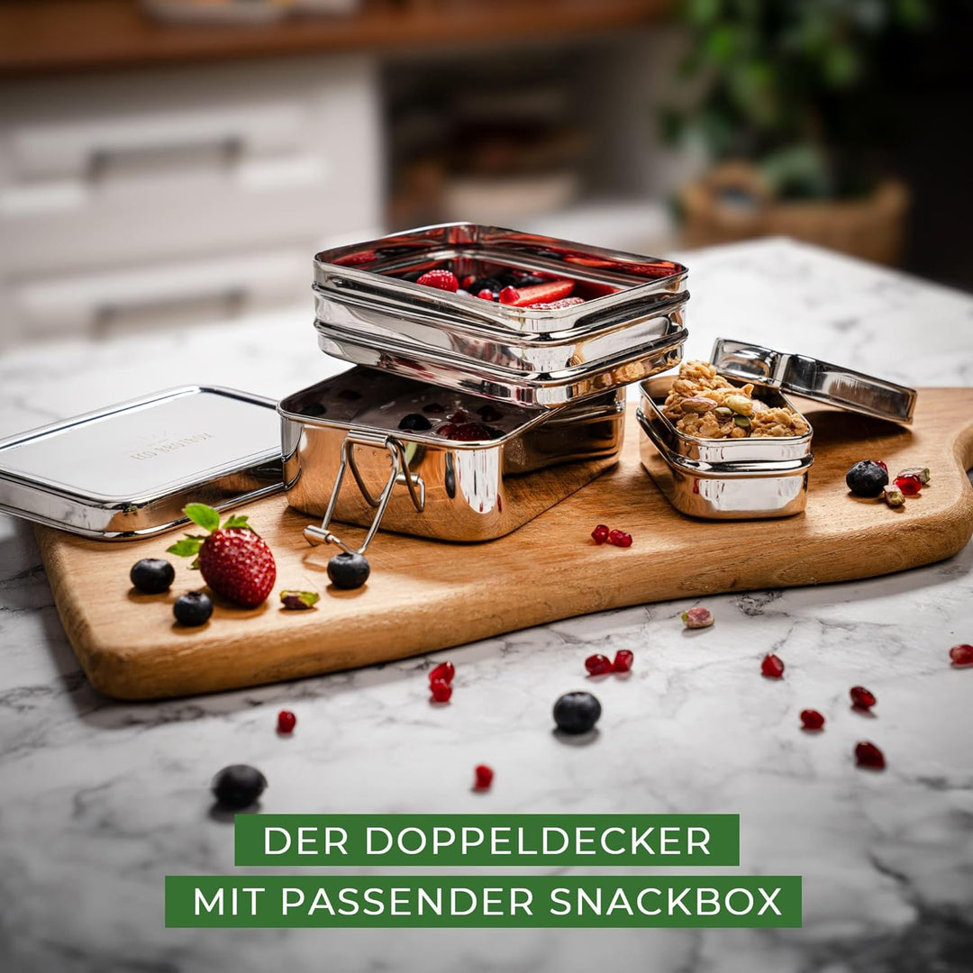 ECO Brotbox | Dabba Magic | zweilagige Brotdose + Snackbox aus Edelstahl | 900 ml
