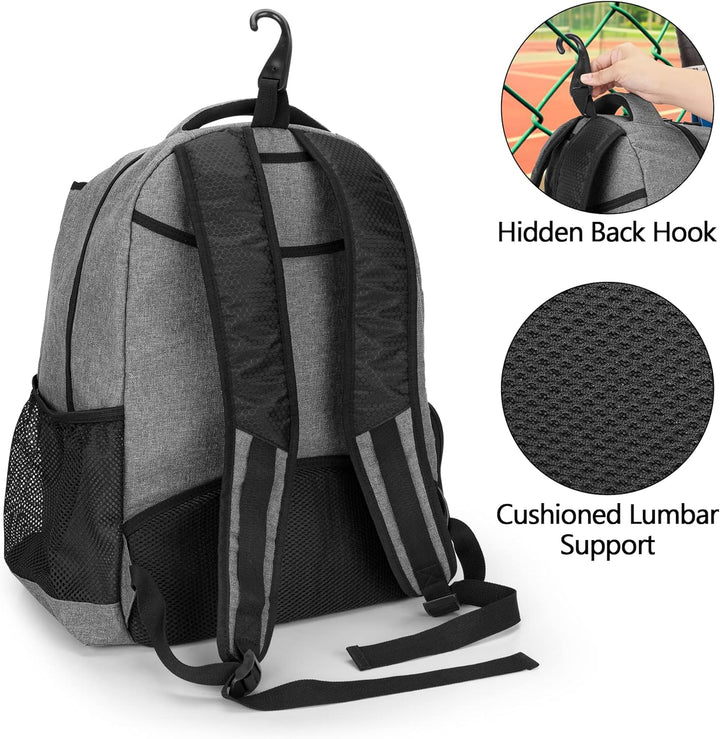 DSLEAF Tennistasche für 2 Schläger, Tennisrucksack mit separatem Schuhfach für Sporttraining, Fitnes