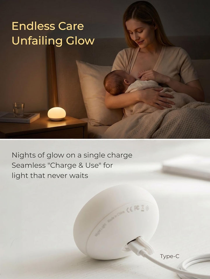 Anico Baby Night Light, Minimalist Nursery Lamp for Breastfeeding, Soft BPA-Free Silicone Touch, Eye