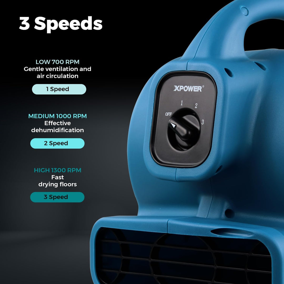 XPower P-80A Mighty Centrifugal Air Mover, Carpet Dryer, Floor Fan, Blower, Stackable, Daisy Chain,