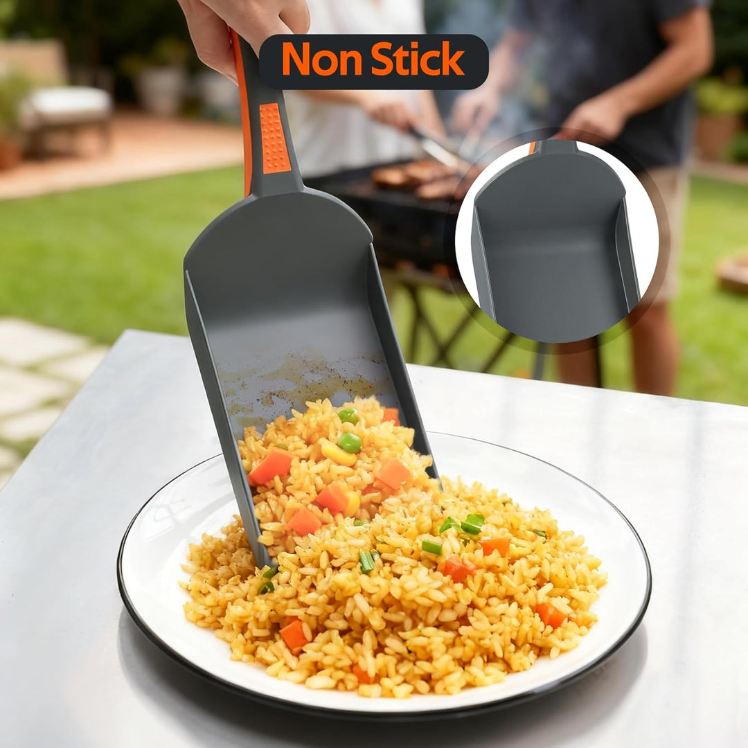 Onlyfire 4 Grillbesteck Set, Plancha Spachtel Set Enthält 2 Grillspachtel, Grillschaufel und Grillza