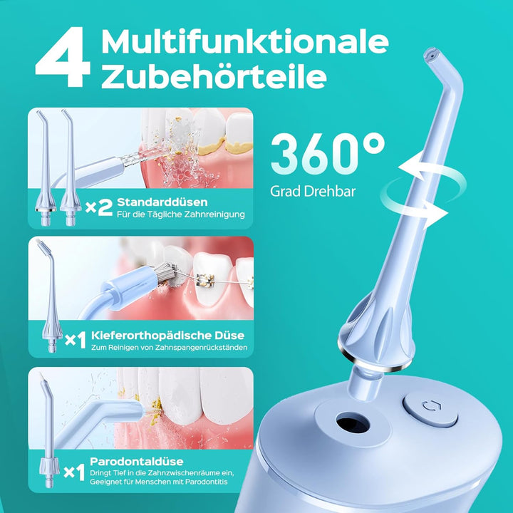 COSLUS Munddusche Elektrische Kabellos Testsieger 2025: 20 Wasserdruck IPX7 Wasserdicht Präzise Anti