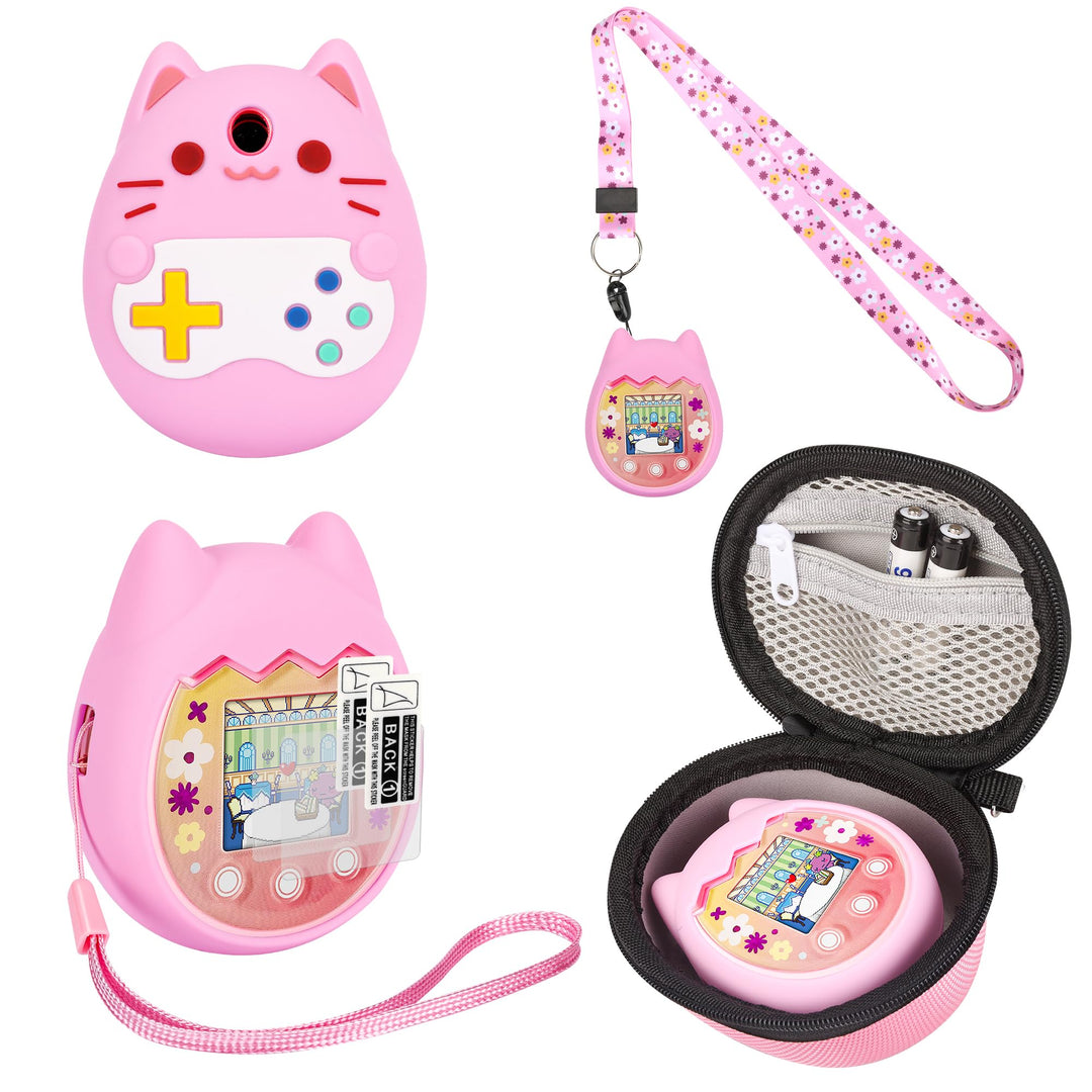 Meetikar Silikon Hülle und Hartschalenkoffer kompatibel mit Tamagotchi Pix Virtuelles Haustierspielz