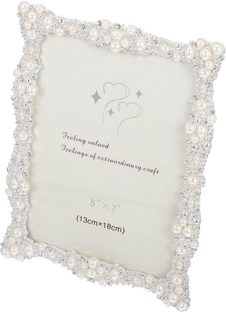 Homoyoyo Bilderrahmen mit Perlen Hochzeitskristall Bildrahmen Desktop Photo Frame Tabletop Display R