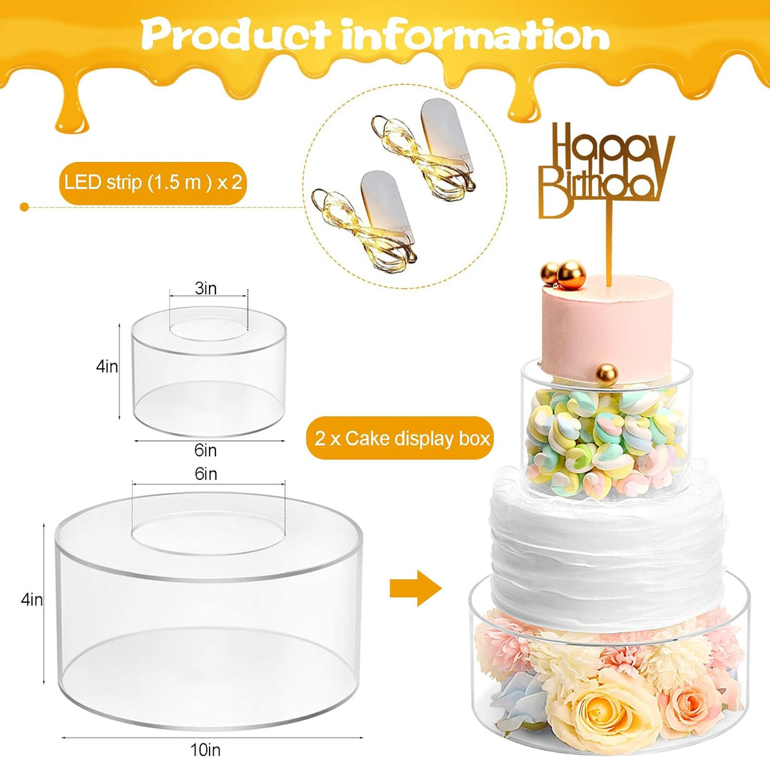 Nynelly 2 füllbare Acryl-Kuchen Stand Kuchen Riser Cake Tier, Runde Zylinder Display Riser Display B