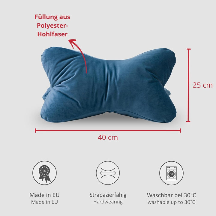 liebling Samt Lesekissen für Bett und Sofa, Bücherkissen, Lesehilfe, 40x25 cm, Leseknochen, Serie Ne