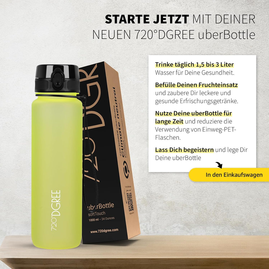 720°DGREE Trinkflasche “uberBottle“ +Sieb - 350ml, 500ml, 650ml, 1000ml, 1,5l, 2l - BPA-Frei - Wasse