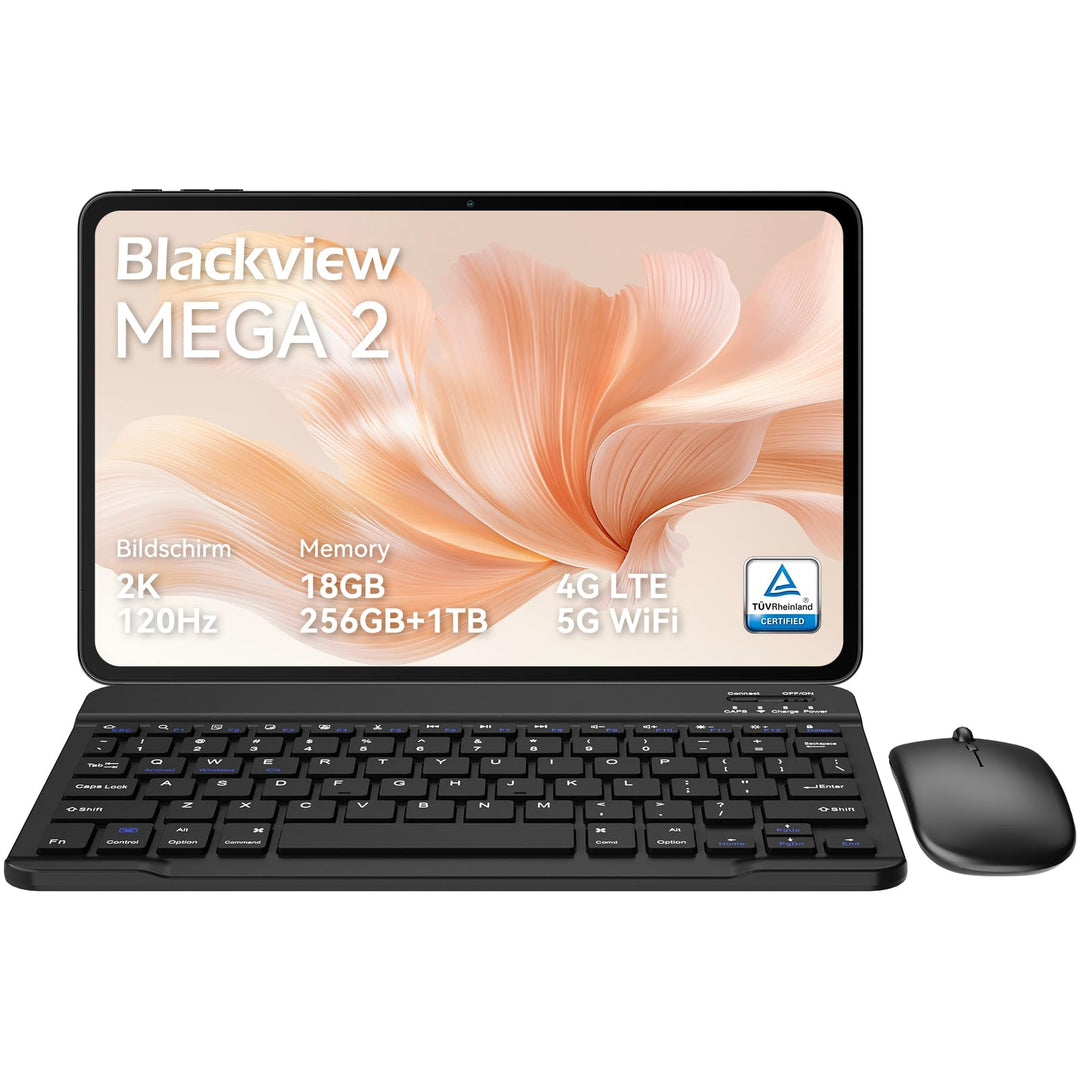 Blackview Mega2 12 Zoll Tablet mit Tastatur, 2K FHD+ Grosses Display, 18GB RAM + 256GB ROM, Gaming T