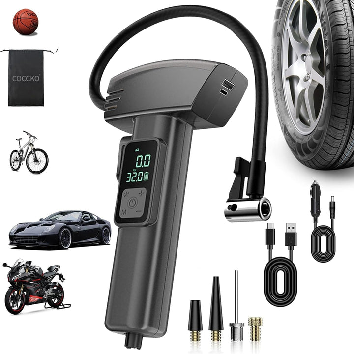 Kompressor Auto – Elektrische Luftpumpe mit Akku, 150 PSI, 5 Modi für Auto, Fahrrad, Motorrad & Ball