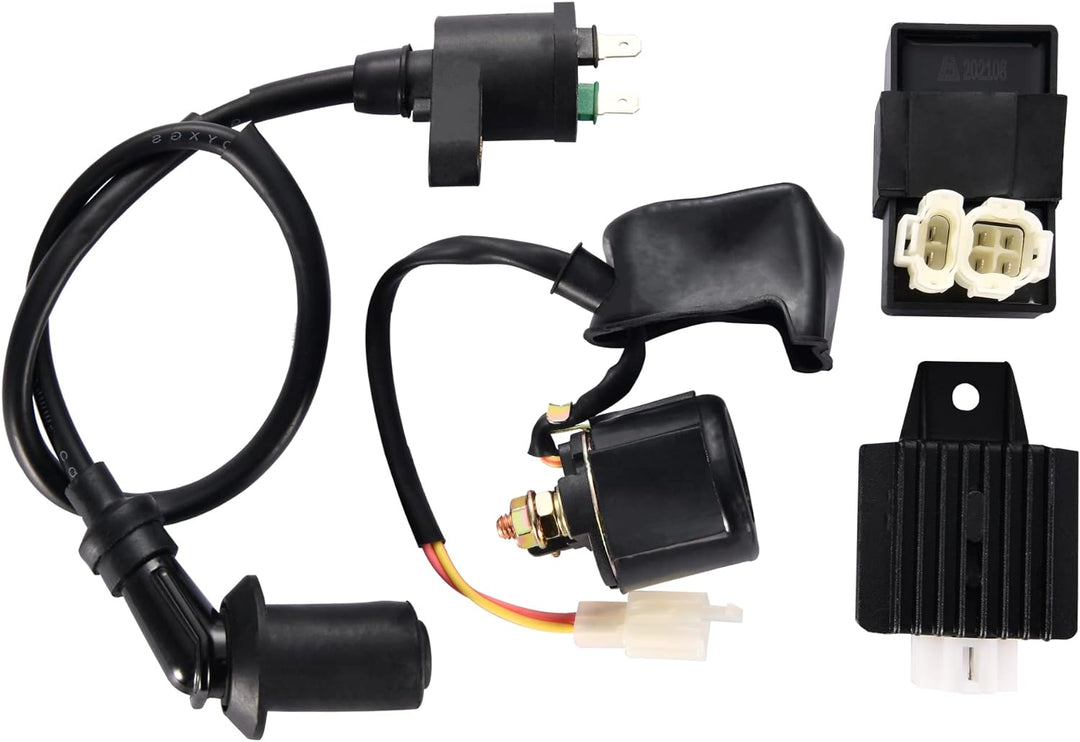 WOOSTAR CDI Box Zündspule Starterrelais Spannungsregler Ersatz für GY6 50ccm 125ccm 150ccm ATV Rolle