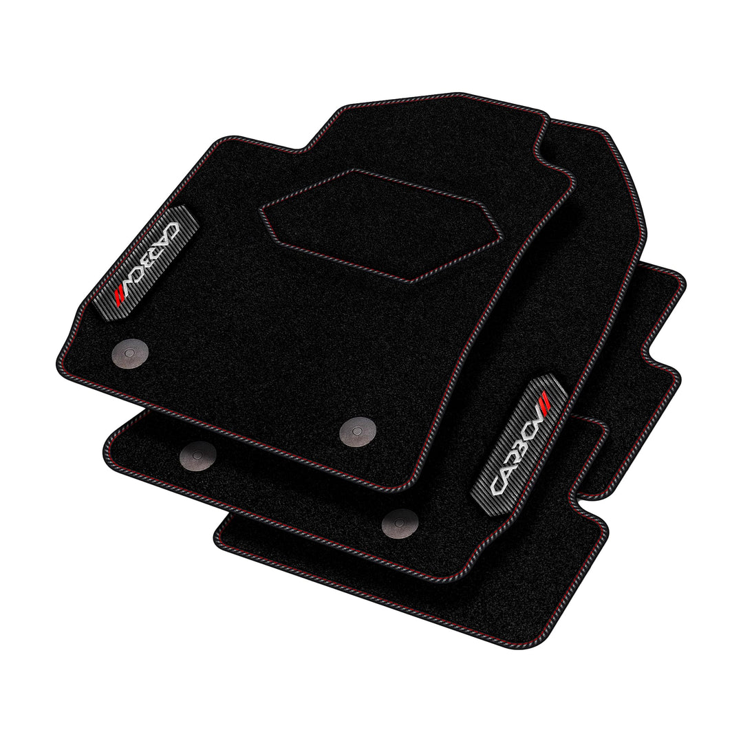 MOTOS Personalisierte Velours-Fussmatten Carbon Series passend für Skoda Superb II 2008-2015 4 Steck