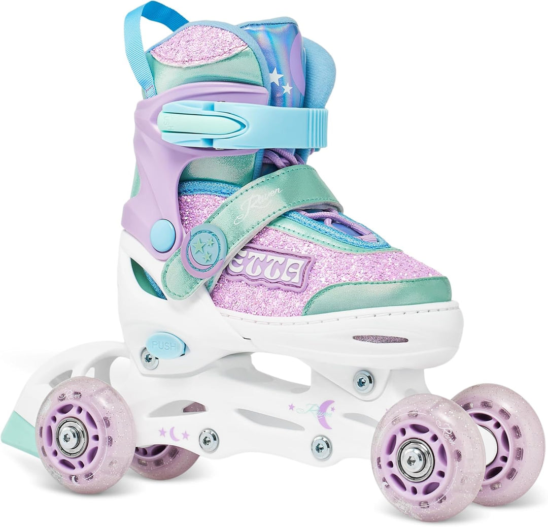 RAVEN 4in1 Inline Skates Triskates Rollschuhe Schlittschuhe Inliner für Kinder Mädchen verstellbar 2