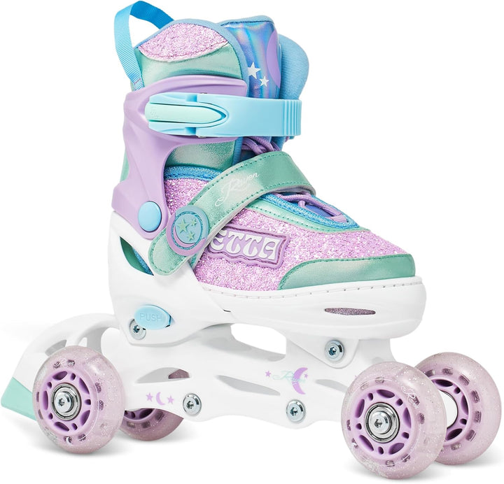 RAVEN 3in1 Inline Skates Triskates Rollschuhe Inliner für Kinder Mädchen verstellbar 27-30 (16,5cm-1