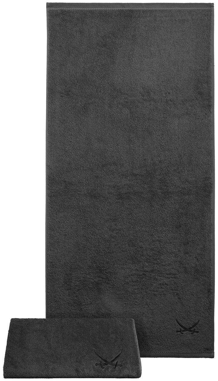 Sansibar Duschtuch 2er Set 70x140 cm 100% Baumwolle mit gesticktem Säbel Logo Badtuch Handtuch Anthr