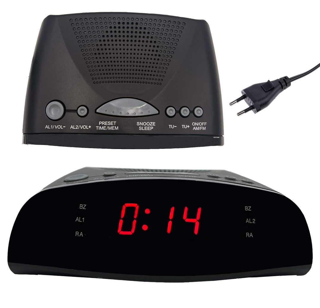 DISCORAMA Digitaler Wecker, doppelter Alarm mit LED-Display, FM-Radiowecker mit Snooze-Funktion, dig