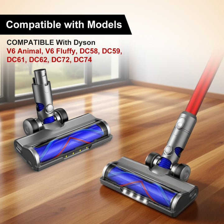 Ersatzbürstenkopf für Dyson V6, DC58, DC59, DC61, DC62, DC74, Motorisierte V-förmige Walze mit LED-L