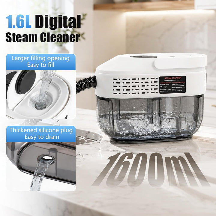 RUIZHI Dampfreiniger Handgerät mit 18 Zubehör, 1.6L Steam Cleaner, Dampfdruck 3Bar, Aufheizzeit 10s,