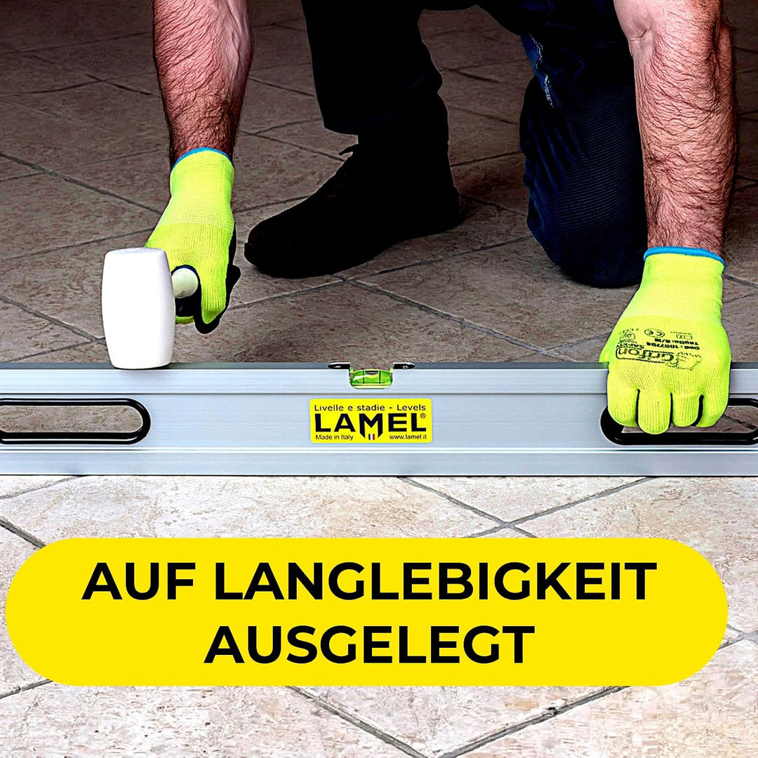 LAMEL Richtlatte 100 cm, mit Libellen und Griffen, eloxiertem Aluminium, verstärktes Profil, zum Ver