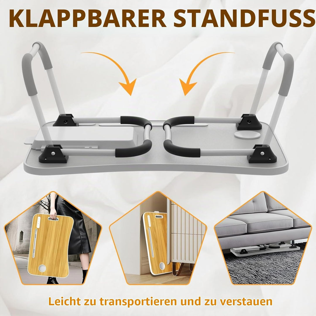 Huracan Laptoptisch für Bett, Laptop Ständer Betttisch Klappbarer, Tragbares Lapdesk mit Schublade,