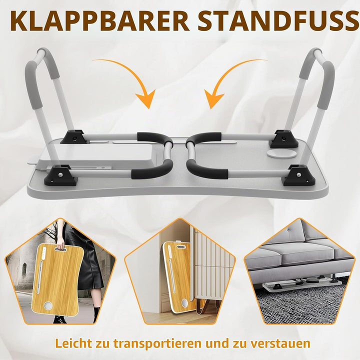 Huracan Laptoptisch für Bett, Laptop Ständer Betttisch Klappbarer, Tragbares Lapdesk mit Schublade,