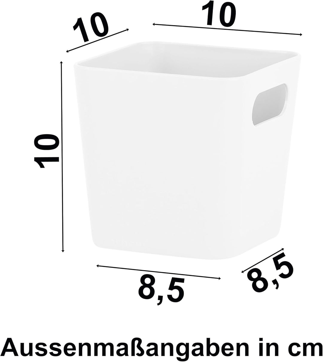 12x Ordnungsboxen - 10 cm hoch - WEIss - 10x10x10cm - 720 ml - Ordnungskorb - Schubladenorganizer Sc