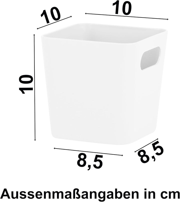 12x Ordnungsboxen - 10 cm hoch - WEIss - 10x10x10cm - 720 ml - Ordnungskorb - Schubladenorganizer Sc