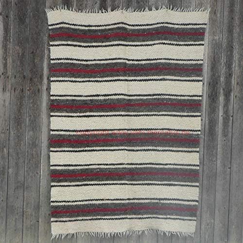 Vehi Mercatus Handgewebte Wolldecke (Rot gestreift, 140 x 220 cm) Rot Gestreift 140 x 220 cm, Rot Ge