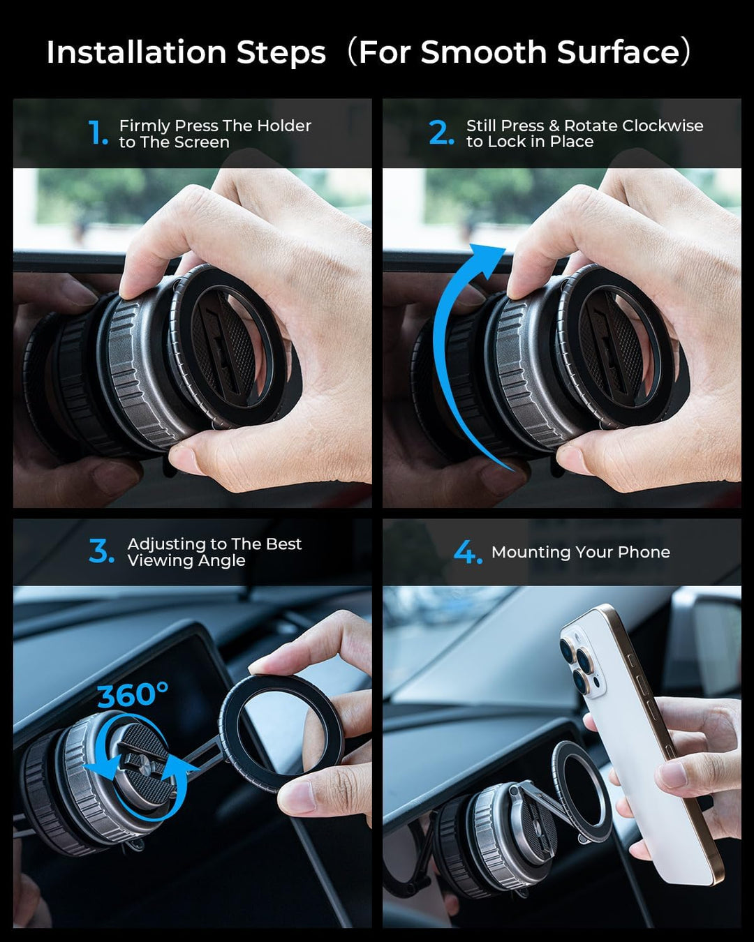 MRGLAS 360°Drehbare Vakuum Handyhalterung Auto Magnetische, Magsafe Handyhalterung, KFZ Autohalterun