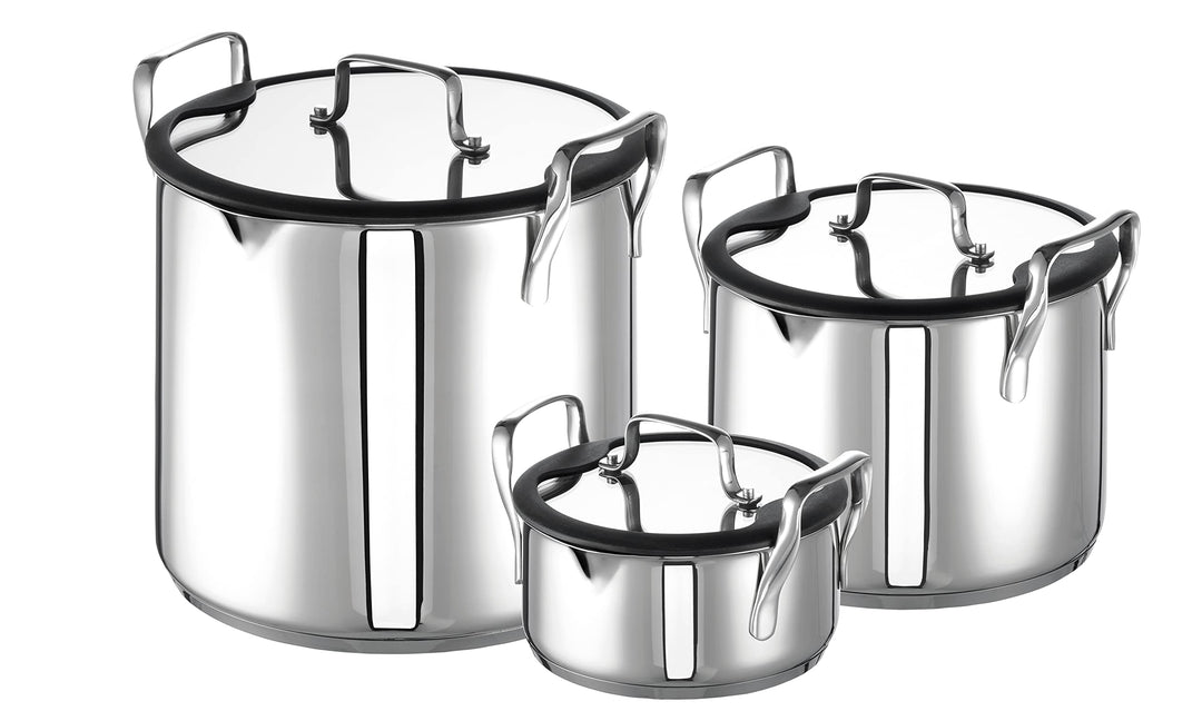 ROHE-Germany Topfset Tiny Marco, Compact-Set 3 tlg., Edelstahl, Stapelbar Silber