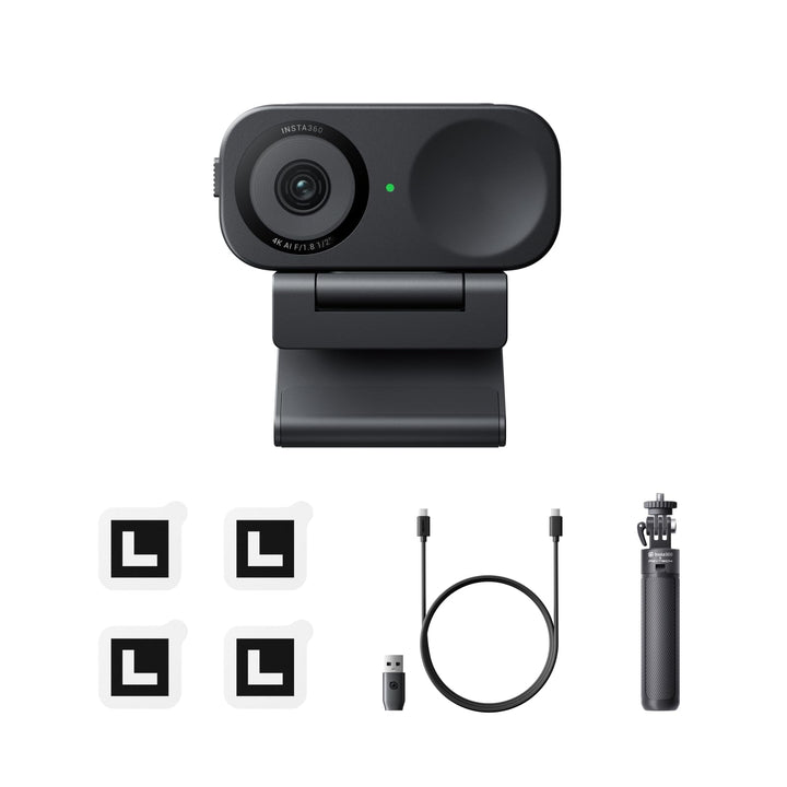 Insta360 Link 2C Stativ Bundle - 4K Webcam für PC/Mac, 1/2" Sensor, Auto-Framing, HDR, Mikro mit KI-
